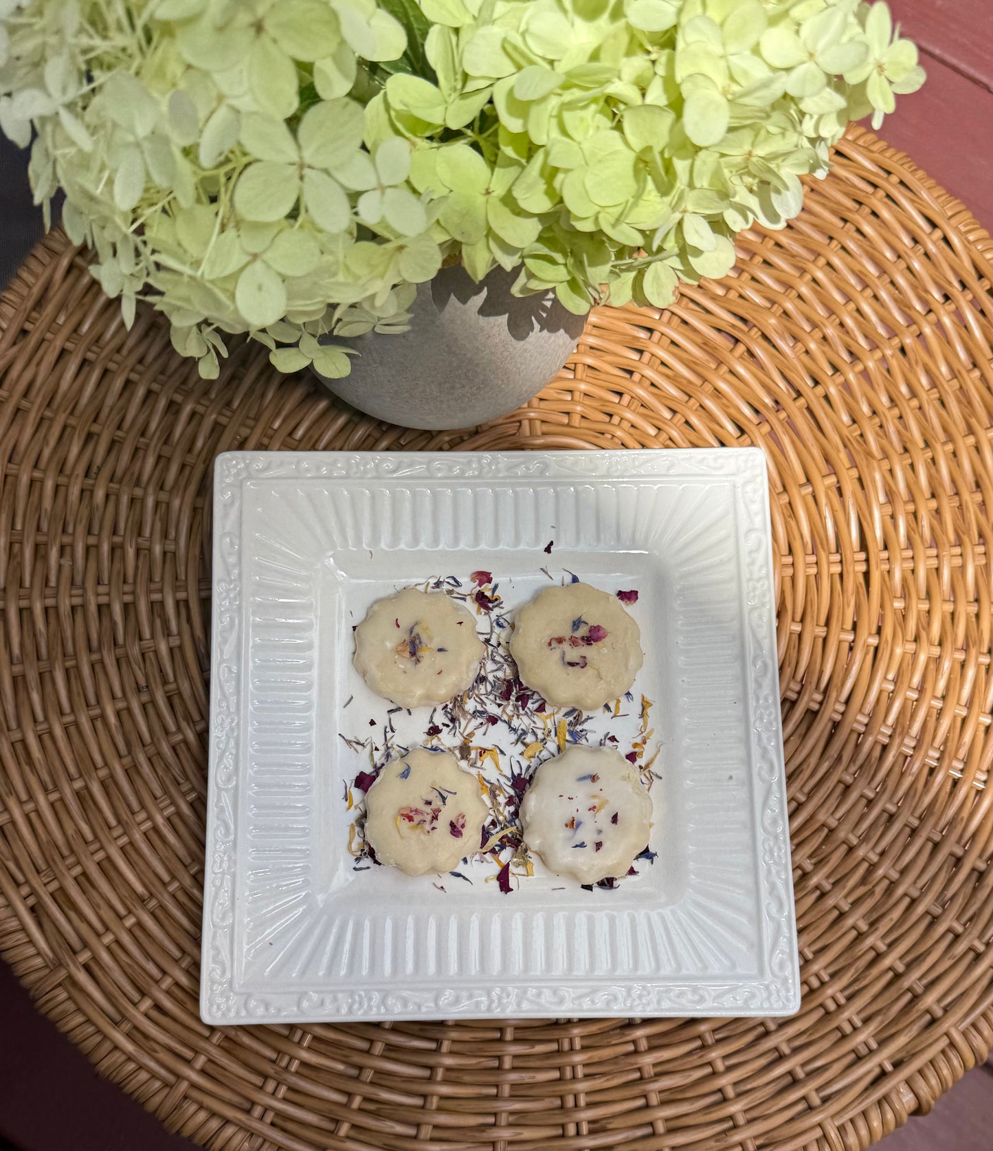 Lemon Shortbread Flower Cookies Spring Edible Flowers Tea Cookies Dozen