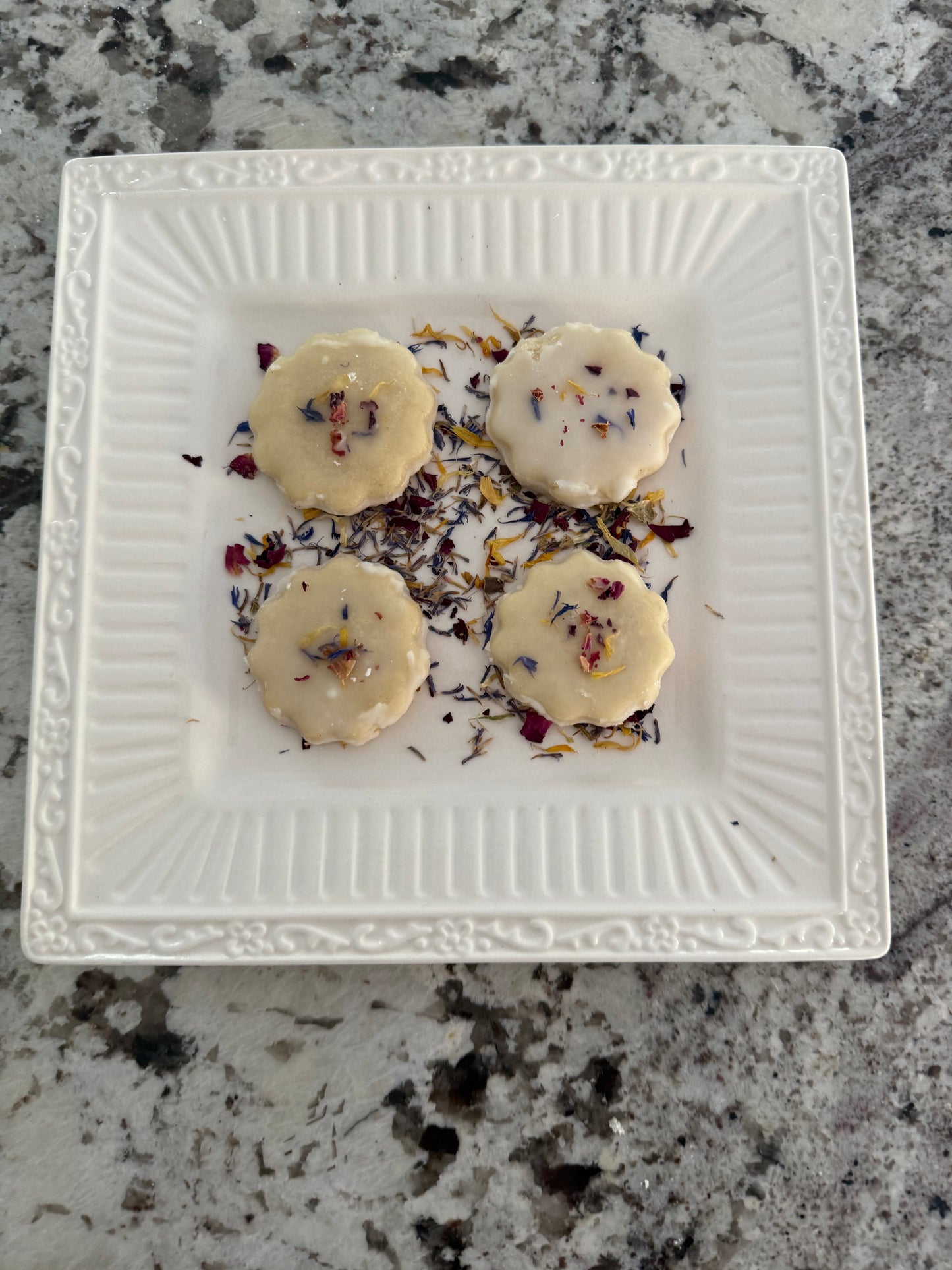 Lemon Shortbread Flower Cookies Spring Edible Flowers Tea Cookies Dozen