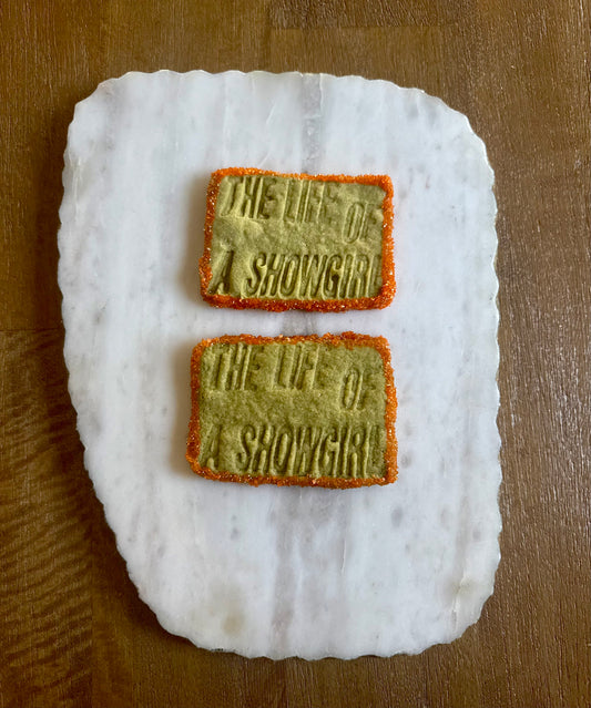Life of a Showgirl Cookies-Matcha Sugar Cookies with Orange and Gold Sprinkles Dozen