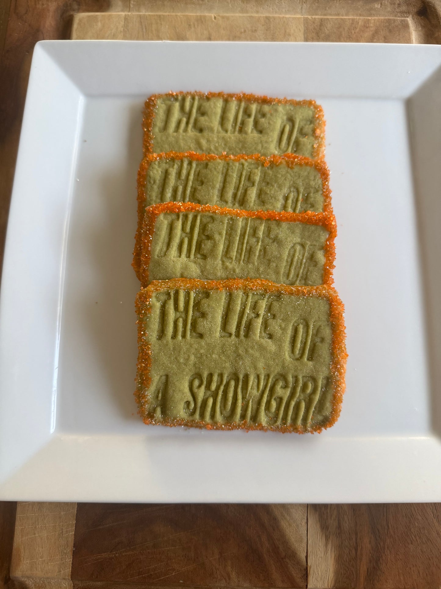 Life of a Showgirl Cookies-Matcha Sugar Cookies with Orange and Gold Sprinkles Dozen