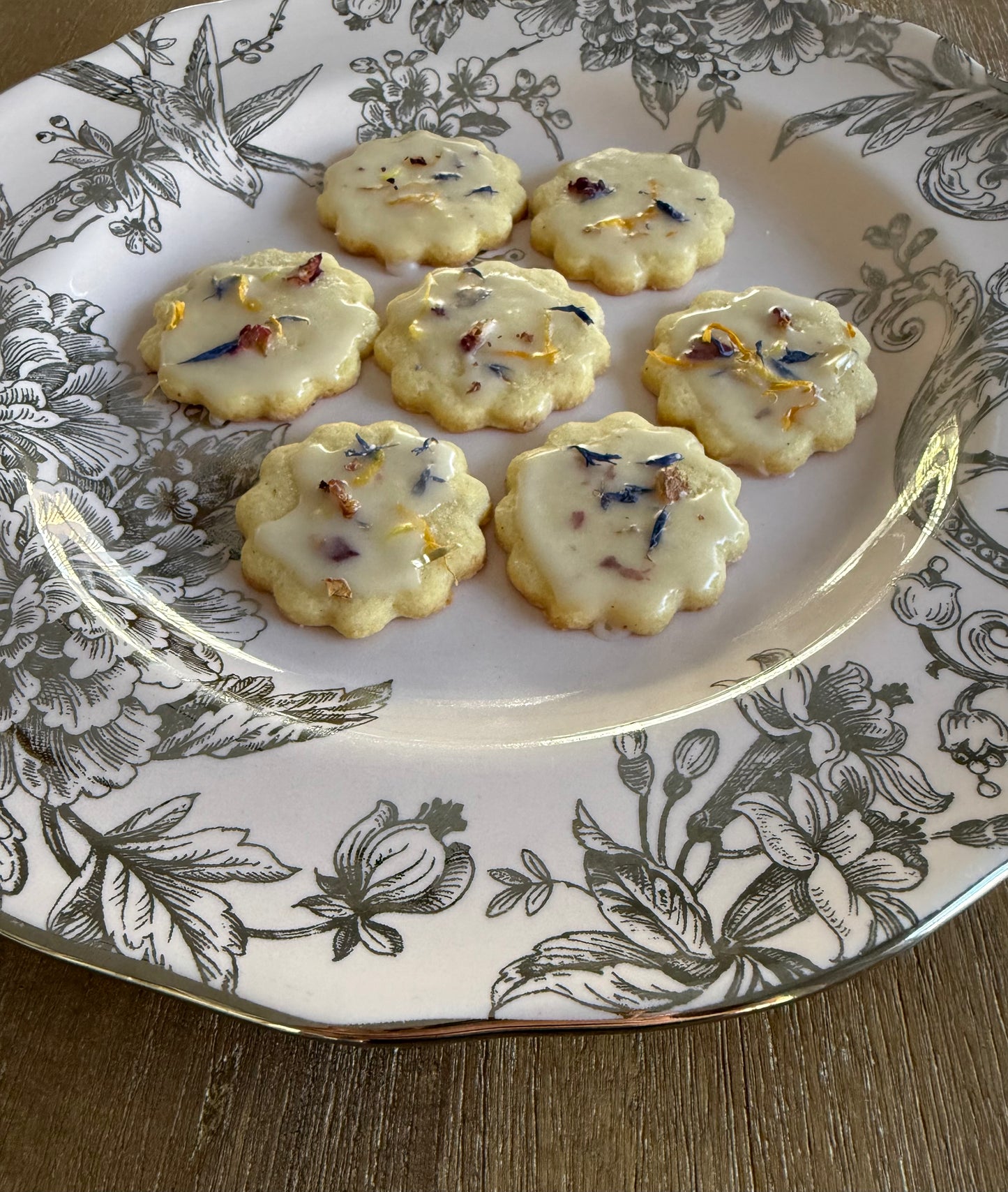 Lemon Shortbread Flower Cookies Spring Edible Flowers Tea Cookies Dozen