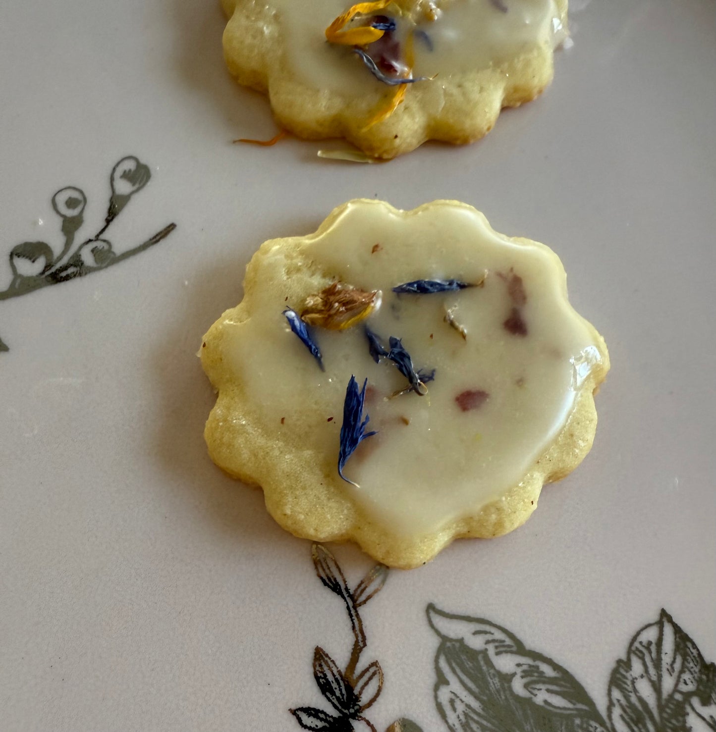 Lemon Shortbread Flower Cookies Spring Edible Flowers Tea Cookies Dozen